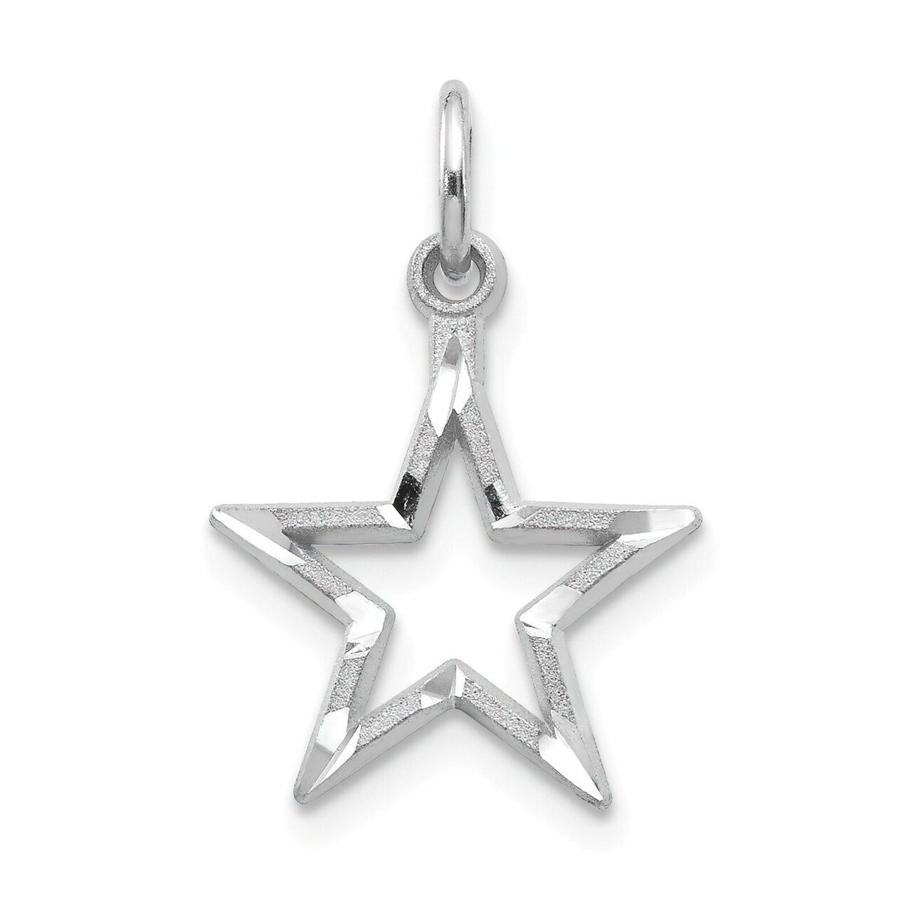 10K White Gold Star Charm Pendant Jewelry Celestial 20mm x 13mm